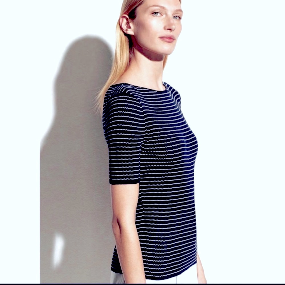 $195 NWT VINCE Double Stripe T-shirt - Picture 3 of 9